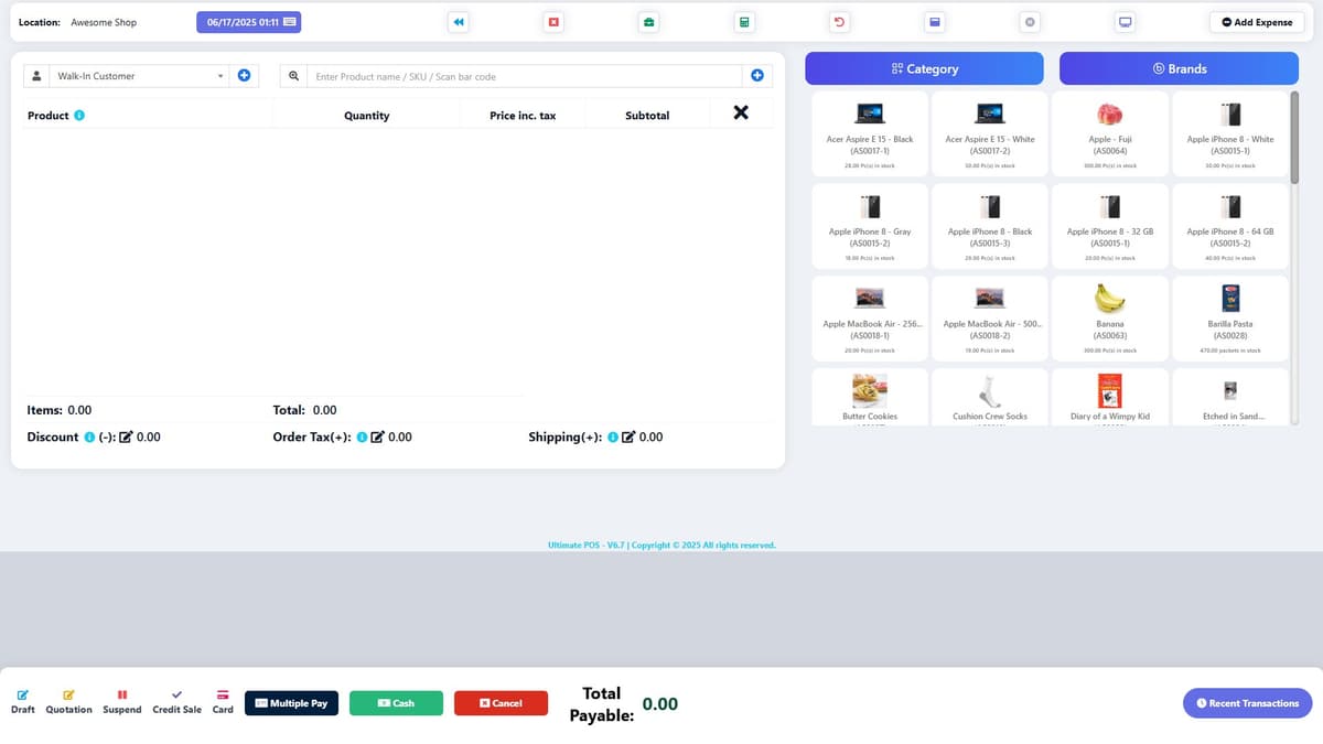 Inflame POS Dashboard